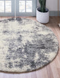 Smoke Gray 4' 1 x 4' 1 Soft Touch Shag Round Area Rug Thick Soft Touch Fluffy & Plush Shaggy Pile 100% Polypropylene Unique Carpet for Modern Home Interiors for Sale at Rug Engine