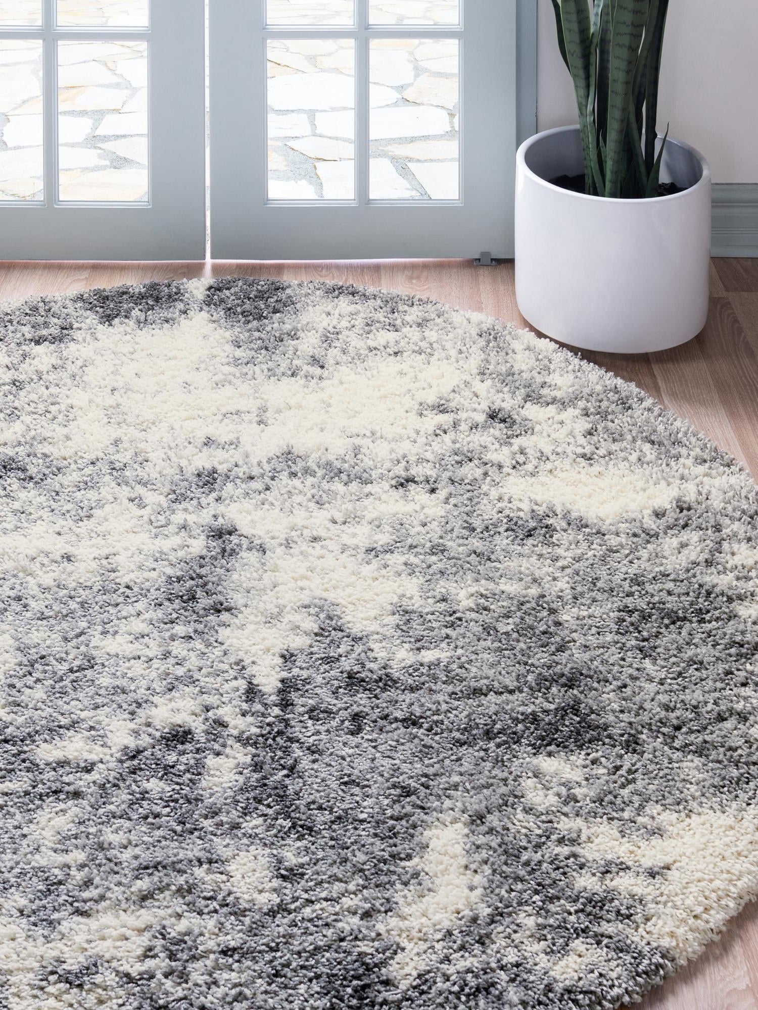 Smoke Gray 6' 1 x 6' 1 Soft Touch Shag Round Area Rug Thick Soft Touch Fluffy & Plush Shaggy Pile 100% Polypropylene Unique Carpet for Modern Home Interiors for Sale at Rug Engine