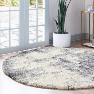 Smoke Gray 7' 10 x 7' 10 Soft Touch Shag Round Area Rug Thick Soft Touch Fluffy & Plush Shaggy Pile