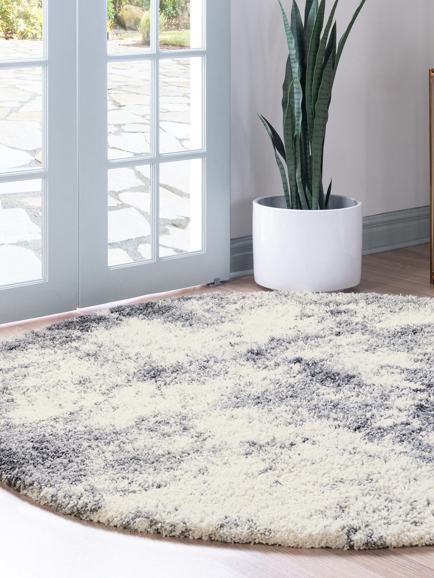 Smoke Gray 6' 1 x 6' 1 Soft Touch Shag Round Area Rug Thick Soft Touch Fluffy & Plush Shaggy Pile 100% Polypropylene Unique Carpet for Modern Home Interiors for Sale at Rug Engine