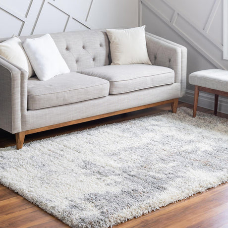 Khaki 9' x 12' Soft Touch Shag Rectangle Area Rug Thick Soft Touch Fluffy & Plush Shaggy Pile