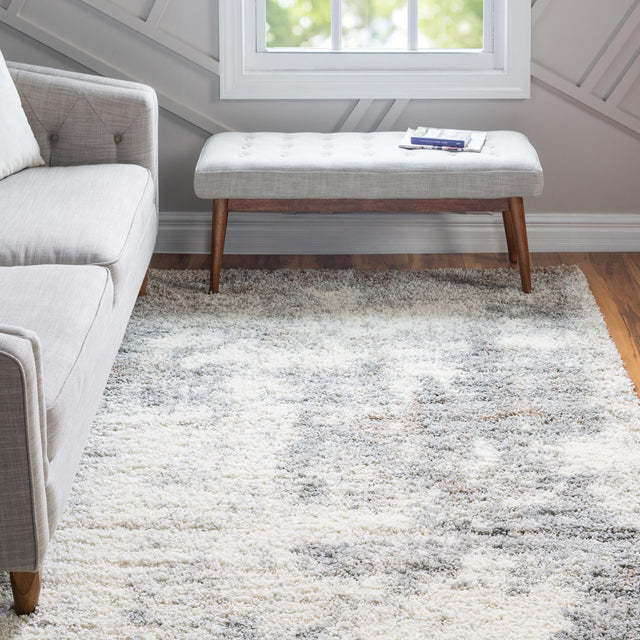 Khaki 9' x 12' Soft Touch Shag Rectangle Area Rug Thick Soft Touch Fluffy & Plush Shaggy Pile