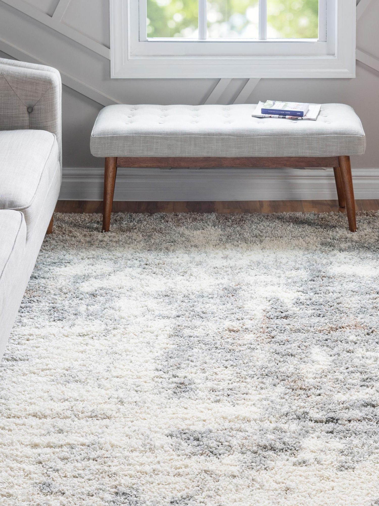 Khaki 5' 3 x 8' Soft Touch Shag Rectangle Area Rug Thick Soft Touch Fluffy & Plush Shaggy Pile 100% Polypropylene Unique Carpet for Modern Home Interiors for Sale at Rug Engine