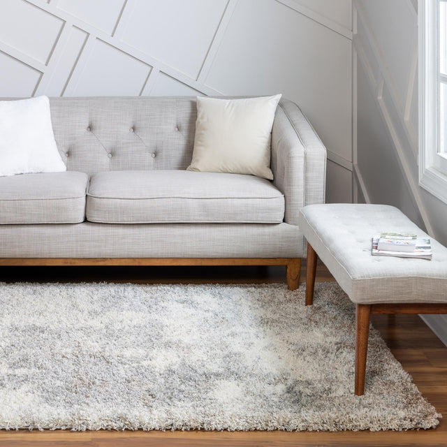 Khaki 9' x 12' Soft Touch Shag Rectangle Area Rug Thick Soft Touch Fluffy & Plush Shaggy Pile