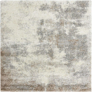 Khaki 7' 10 x 7' 10 Soft Touch Shag Square Area Rug Thick Soft Touch Fluffy & Plush Shaggy Pile