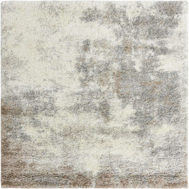 Khaki 7' 10 x 7' 10 Soft Touch Shag Square Area Rug Thick Soft Touch Fluffy & Plush Shaggy Pile