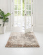 Khaki 5' 3 x 5' 3 Soft Touch Shag Square Area Rug Thick Soft Touch Fluffy & Plush Shaggy Pile