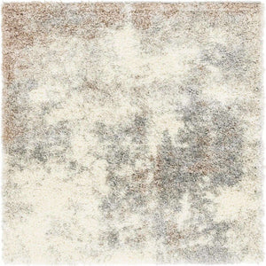 Khaki 5' 3 x 5' 3 Soft Touch Shag Square Area Rug Thick Soft Touch Fluffy & Plush Shaggy Pile