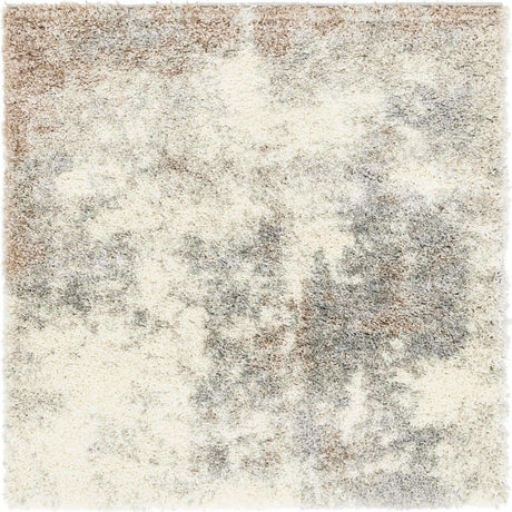 Khaki 5' 3 x 5' 3 Soft Touch Shag Square Area Rug Thick Soft Touch Fluffy & Plush Shaggy Pile