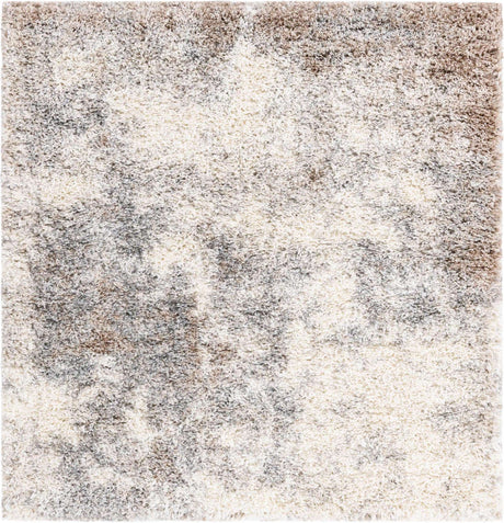 Khaki 4' 1 x 4' 1 Soft Touch Shag Square Area Rug Thick Soft Touch Fluffy & Plush Shaggy Pile