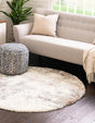Khaki 3' 3 x 3' 3 Soft Touch Shag Round Area Rug Thick Soft Touch Fluffy & Plush Shaggy Pile
