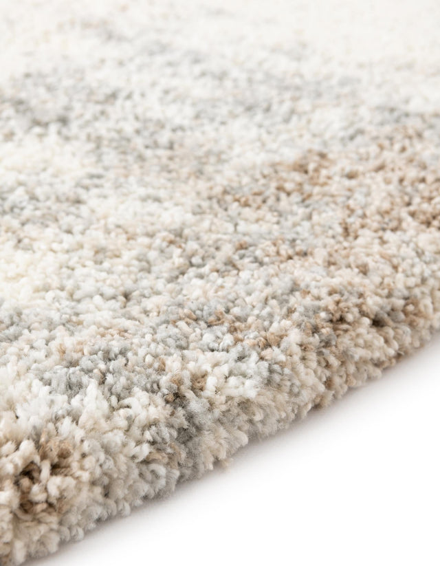 Khaki 4' 1 x 4' 1 Soft Touch Shag Round Area Rug Thick Soft Touch Fluffy & Plush Shaggy Pile