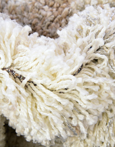 Khaki 4' 1 x 4' 1 Soft Touch Shag Round Area Rug Thick Soft Touch Fluffy & Plush Shaggy Pile 100% Polypropylene Unique Carpet for Modern Home Interiors for Sale at Rug Engine