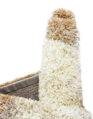 Khaki 4' 1 x 4' 1 Soft Touch Shag Round Area Rug Thick Soft Touch Fluffy & Plush Shaggy Pile