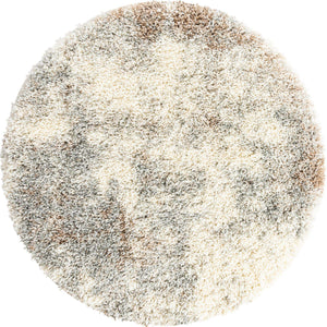 Khaki 4' 1 x 4' 1 Soft Touch Shag Round Area Rug Thick Soft Touch Fluffy & Plush Shaggy Pile