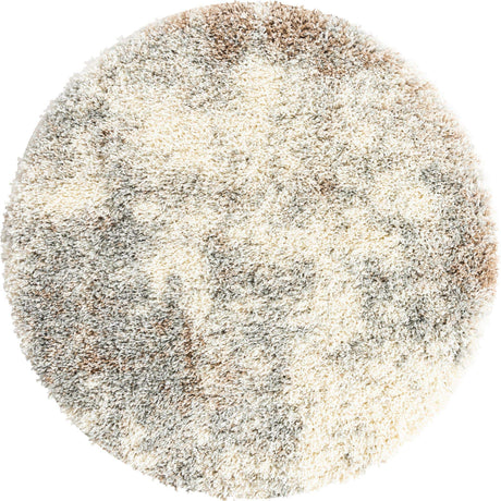 Khaki 4' 1 x 4' 1 Soft Touch Shag Round Area Rug Thick Soft Touch Fluffy & Plush Shaggy Pile