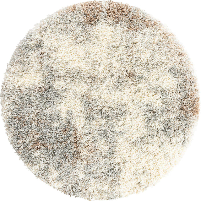 Khaki 4' 1 x 4' 1 Soft Touch Shag Round Area Rug Thick Soft Touch Fluffy & Plush Shaggy Pile