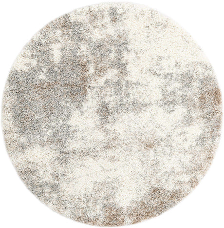 Khaki 5' 3 x 5' 3 Soft Touch Shag Round Area Rug Thick Soft Touch Fluffy & Plush Shaggy Pile