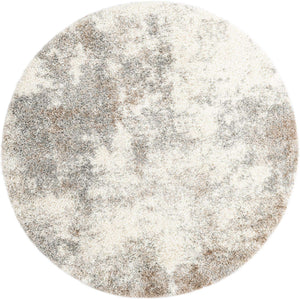 Khaki 6' 1 x 6' 1 Soft Touch Shag Round Area Rug Thick Soft Touch Fluffy & Plush Shaggy Pile