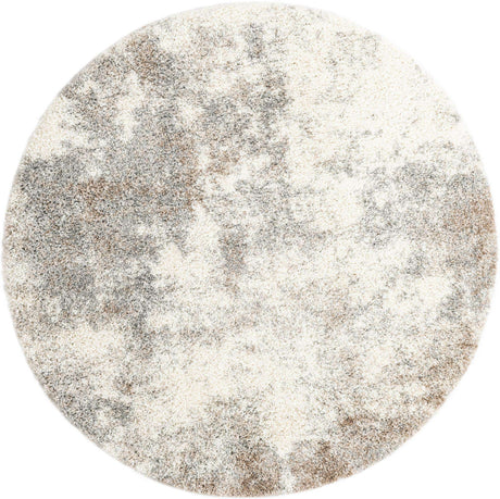 Khaki 6' 1 x 6' 1 Soft Touch Shag Round Area Rug Thick Soft Touch Fluffy & Plush Shaggy Pile