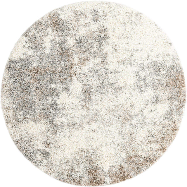 Khaki 6' 1 x 6' 1 Soft Touch Shag Round Area Rug Thick Soft Touch Fluffy & Plush Shaggy Pile