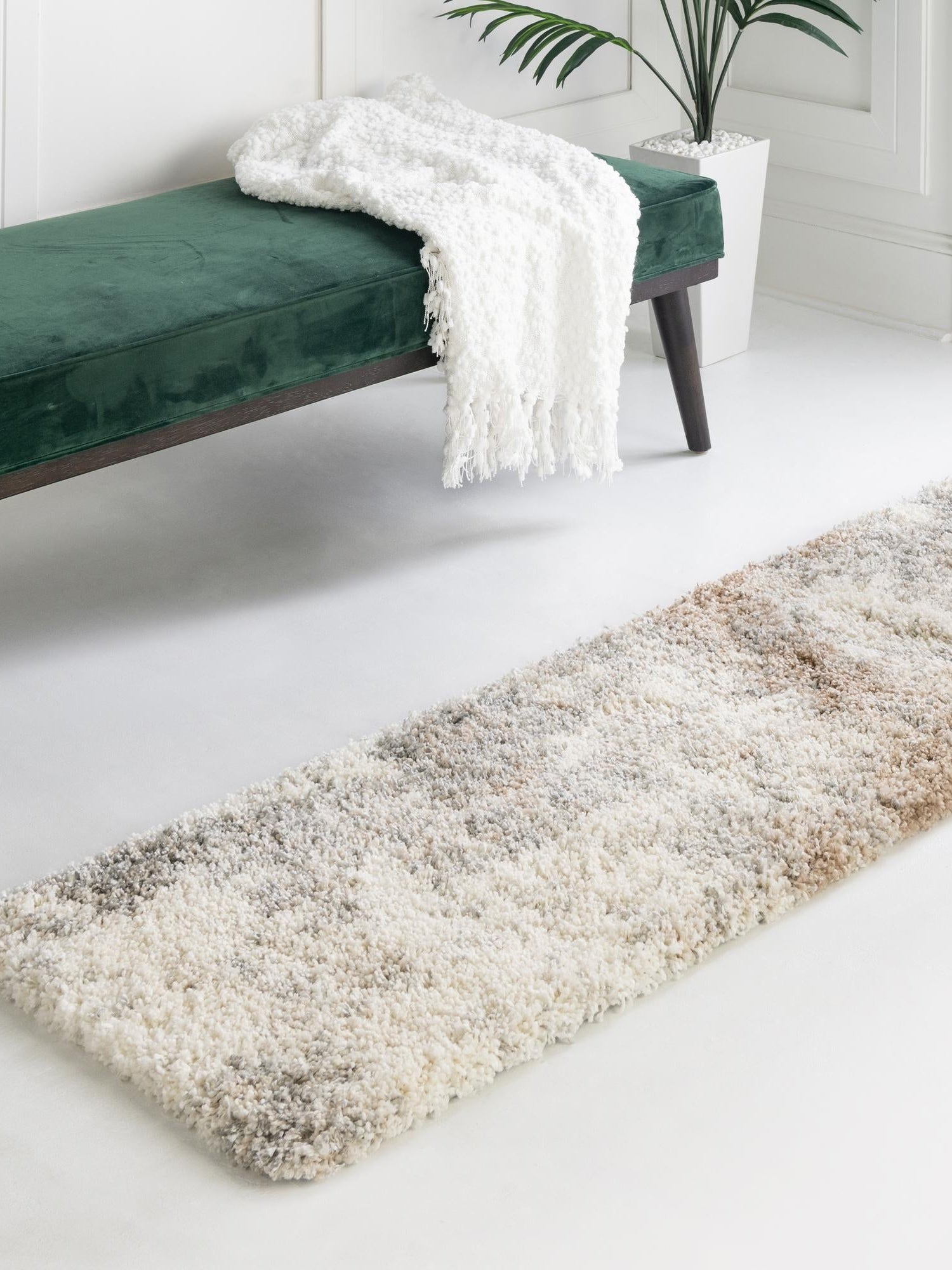 Khaki 2' x 6' 7 Soft Touch Shag Runner Area Rug Thick Soft Touch Fluffy & Plush Shaggy Pile 100% Polypropylene Unique Carpet for Modern Home Interiors for Sale at Rug Engine