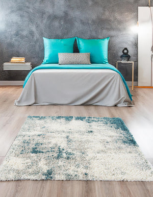 Sage Green 4' 1 x 4' 1 Soft Touch Shag Square Area Rug Thick Soft Touch Fluffy & Plush Shaggy Pile