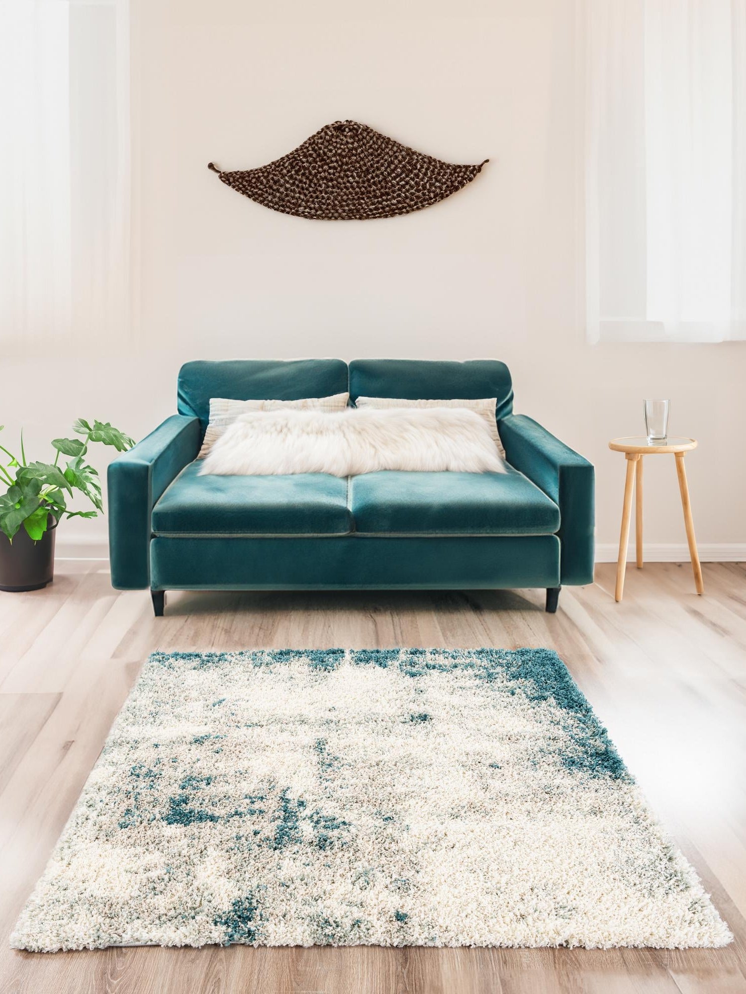 Sage Green 7' 10 x 7' 10 Soft Touch Shag Square Area Rug Thick Soft Touch Fluffy & Plush Shaggy Pile