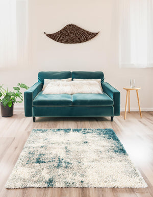 Sage Green 4' 1 x 4' 1 Soft Touch Shag Square Area Rug Thick Soft Touch Fluffy & Plush Shaggy Pile