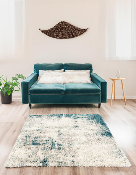 Sage Green 4' 1 x 4' 1 Soft Touch Shag Square Area Rug Thick Soft Touch Fluffy & Plush Shaggy Pile 100% Polypropylene Unique Carpet for Modern Home Interiors for Sale at Rug Engine
