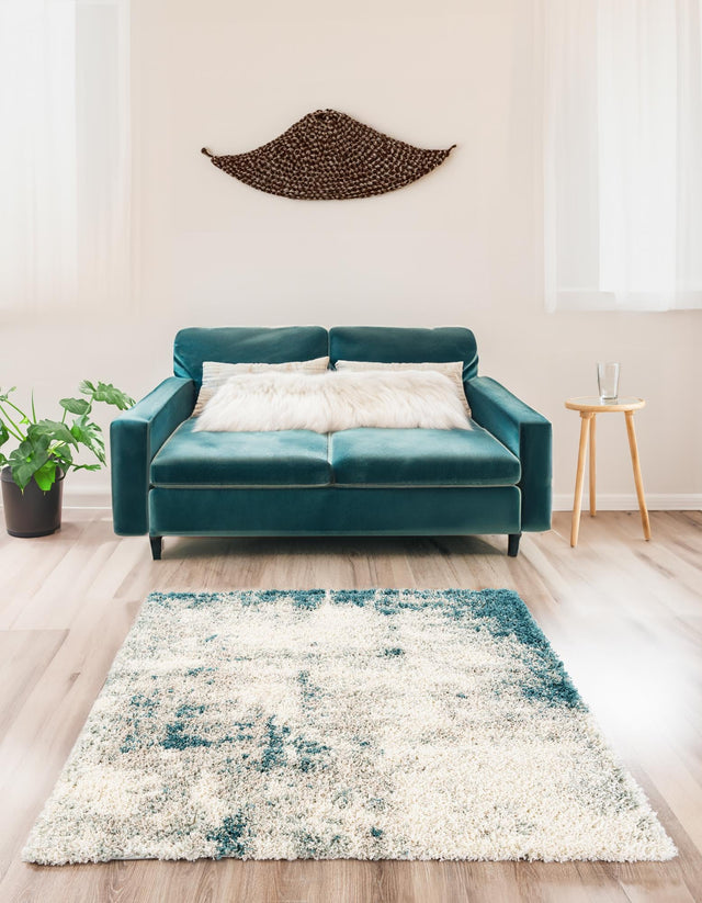 Sage Green 4' 1 x 4' 1 Soft Touch Shag Square Area Rug Thick Soft Touch Fluffy & Plush Shaggy Pile