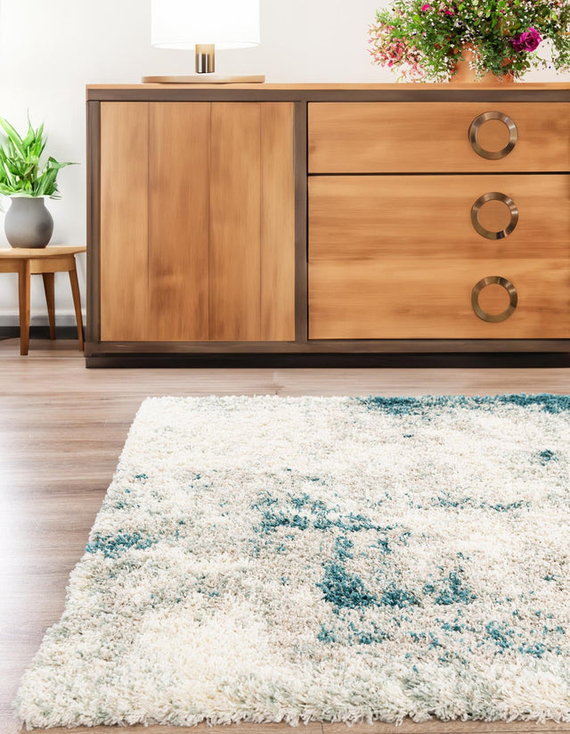 Sage Green 4' 1 x 4' 1 Soft Touch Shag Square Area Rug Thick Soft Touch Fluffy & Plush Shaggy Pile