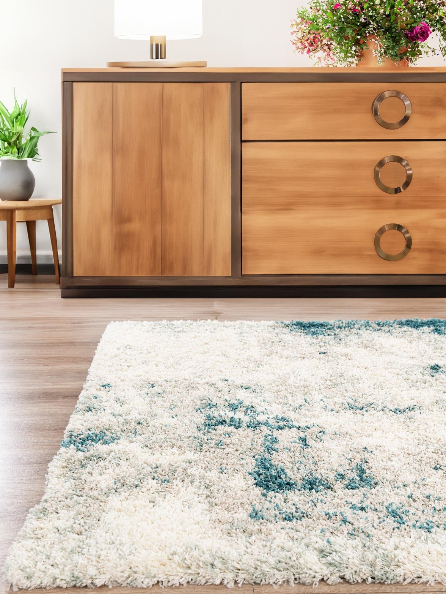 Sage Green 7' 10 x 7' 10 Soft Touch Shag Square Area Rug Thick Soft Touch Fluffy & Plush Shaggy Pile