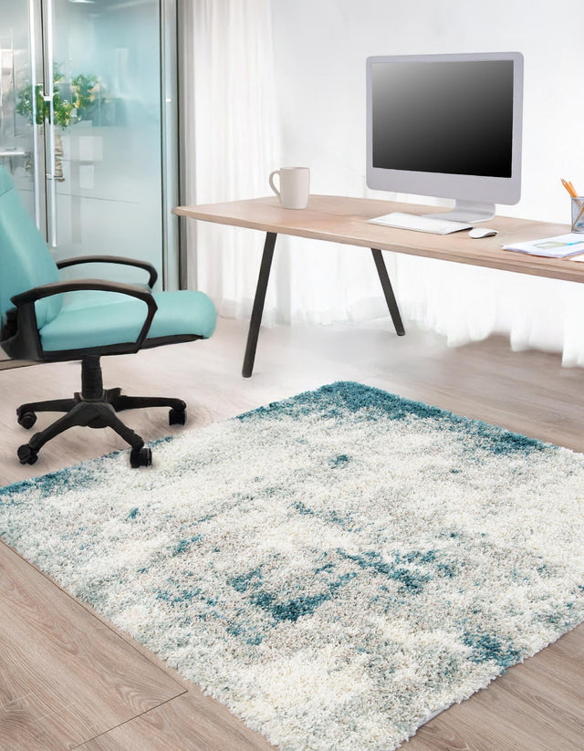 Sage Green 4' 1 x 4' 1 Soft Touch Shag Square Area Rug Thick Soft Touch Fluffy & Plush Shaggy Pile