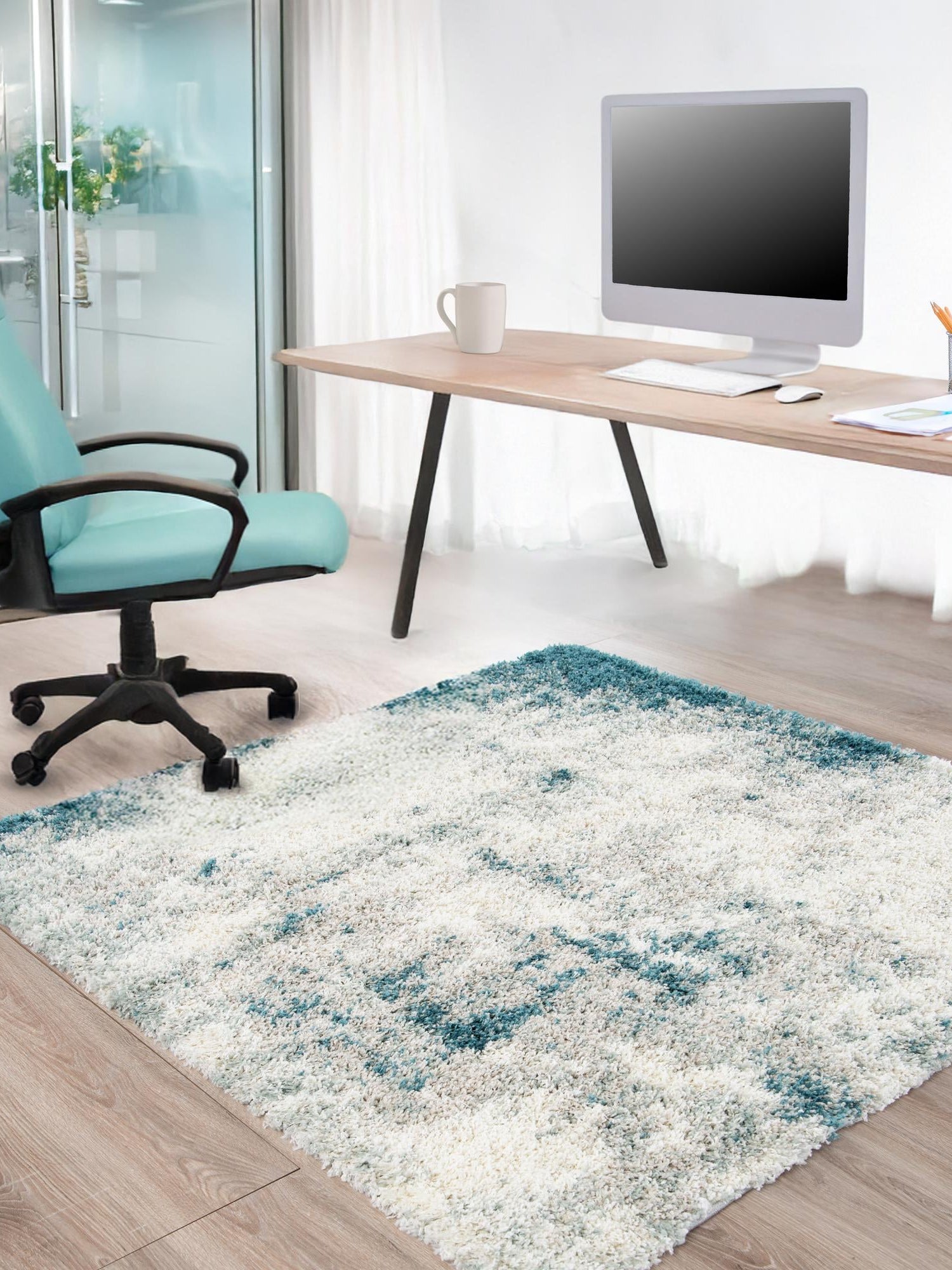 Sage Green 7' 10 x 7' 10 Soft Touch Shag Square Area Rug Thick Soft Touch Fluffy & Plush Shaggy Pile