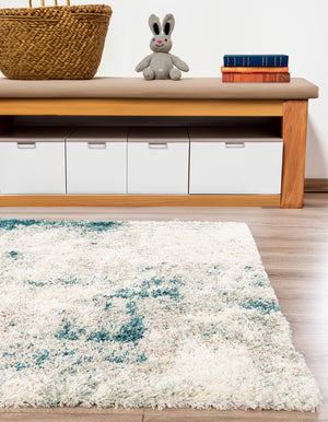 Sage Green 4' 1 x 4' 1 Soft Touch Shag Square Area Rug Thick Soft Touch Fluffy & Plush Shaggy Pile