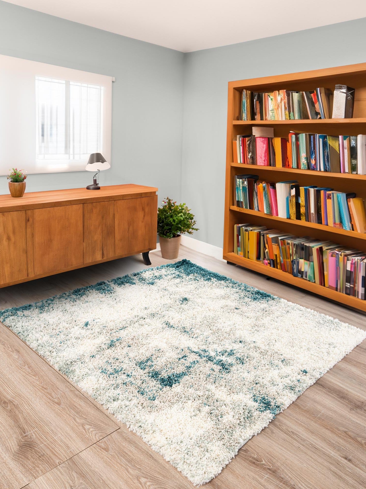 Sage Green 7' 10 x 7' 10 Soft Touch Shag Square Area Rug Thick Soft Touch Fluffy & Plush Shaggy Pile