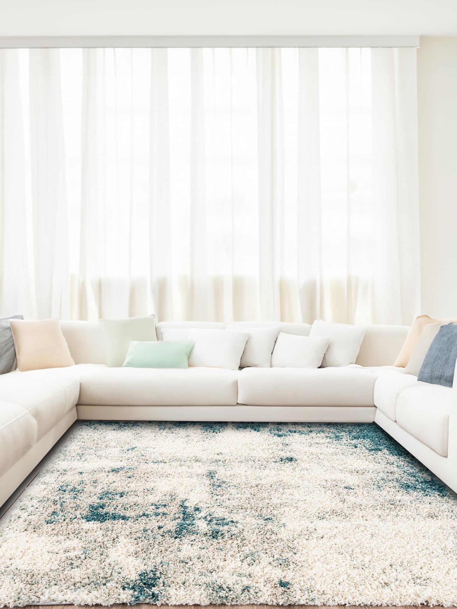 Sage Green 7' 10 x 7' 10 Soft Touch Shag Square Area Rug Thick Soft Touch Fluffy & Plush Shaggy Pile