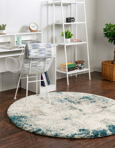 Sage Green 7' 10 x 7' 10 Soft Touch Shag Round Area Rug Thick Soft Touch Fluffy & Plush Shaggy Pile