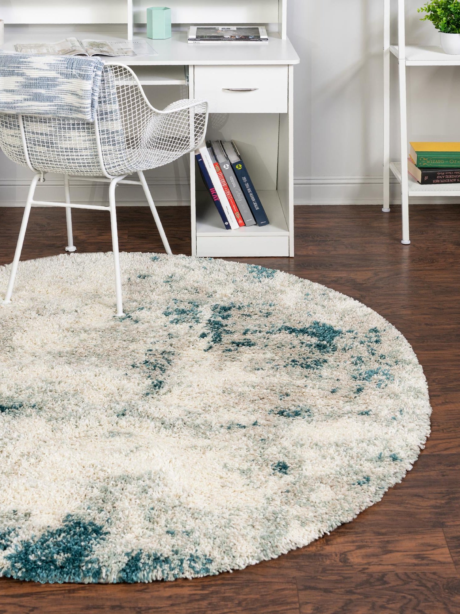 Sage Green 5' 3 x 5' 3 Soft Touch Shag Round Area Rug Thick Soft Touch Fluffy & Plush Shaggy Pile 100% Polypropylene Unique Carpet for Modern Home Interiors for Sale at Rug Engine