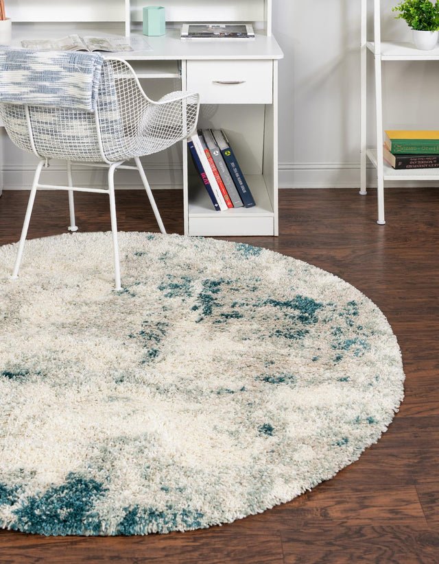 Sage Green 7' 10 x 7' 10 Soft Touch Shag Round Area Rug Thick Soft Touch Fluffy & Plush Shaggy Pile