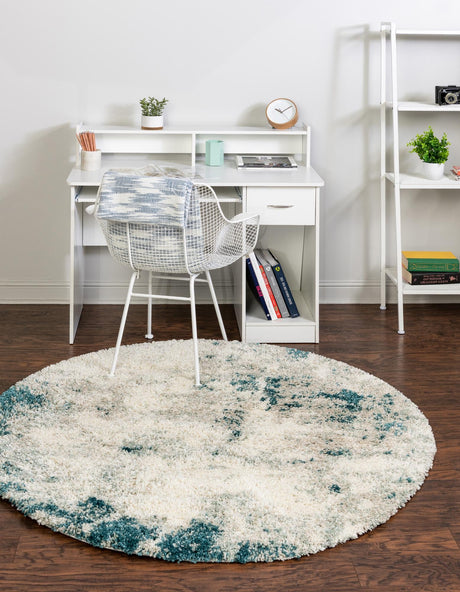 Sage Green 5' 3 x 5' 3 Soft Touch Shag Round Area Rug Thick Soft Touch Fluffy & Plush Shaggy Pile 100% Polypropylene Unique Carpet for Modern Home Interiors for Sale at Rug Engine