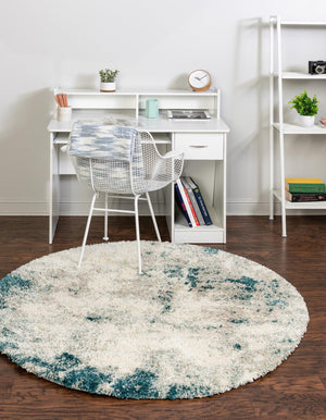 Sage Green 7' 10 x 7' 10 Soft Touch Shag Round Area Rug Thick Soft Touch Fluffy & Plush Shaggy Pile