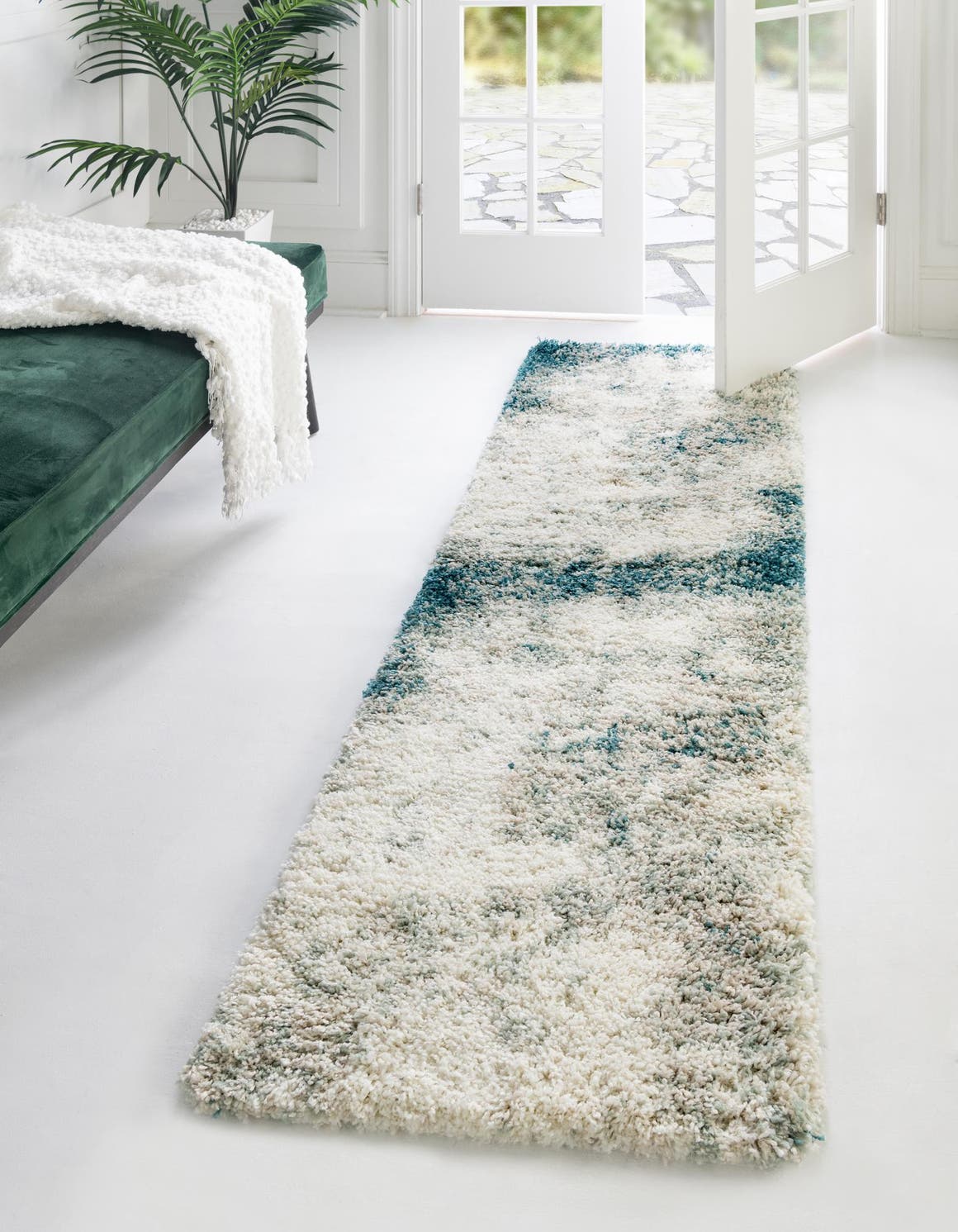 Sage Green 2' 7 x 10' Soft Touch Shag Runner Area Rug Thick Soft Touch Fluffy & Plush Shaggy Pile 100% Polypropylene Unique Carpet for Modern Home Interiors for Sale at Rug Engine