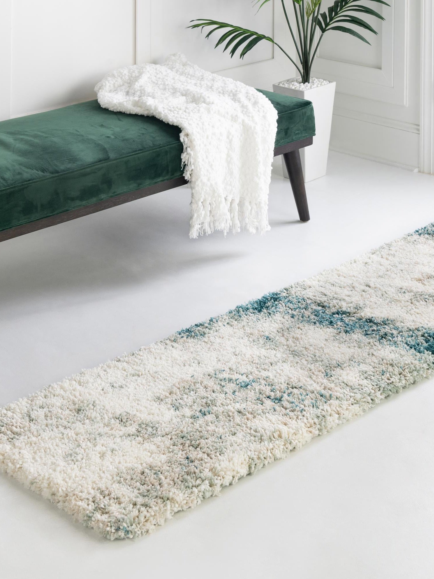 Sage Green 2' x 6' 7 Soft Touch Shag Runner Area Rug Thick Soft Touch Fluffy & Plush Shaggy Pile 100% Polypropylene Unique Carpet for Modern Home Interiors for Sale at Rug Engine