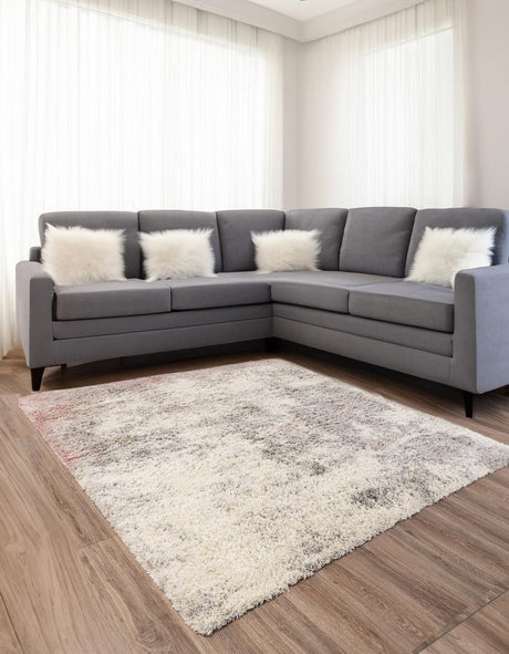 Pink 4' 1 x 4' 1 Soft Touch Shag Square Area Rug Thick Soft Touch Fluffy & Plush Shaggy Pile