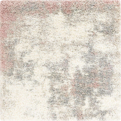 Pink 4' 1 x 4' 1 Soft Touch Shag Square Area Rug Thick Soft Touch Fluffy & Plush Shaggy Pile