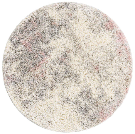 Pink 4' 1 x 4' 1 Soft Touch Shag Round Area Rug Thick Soft Touch Fluffy & Plush Shaggy Pile