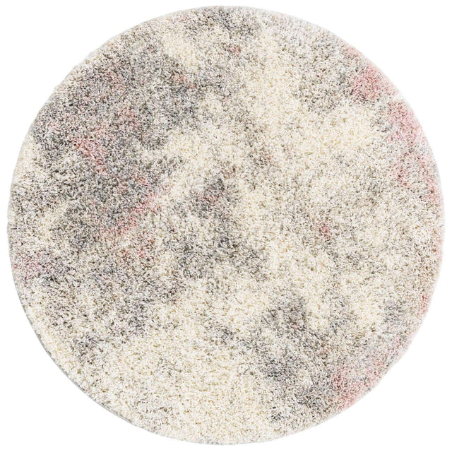 Pink 4' 1 x 4' 1 Soft Touch Shag Round Area Rug Thick Soft Touch Fluffy & Plush Shaggy Pile