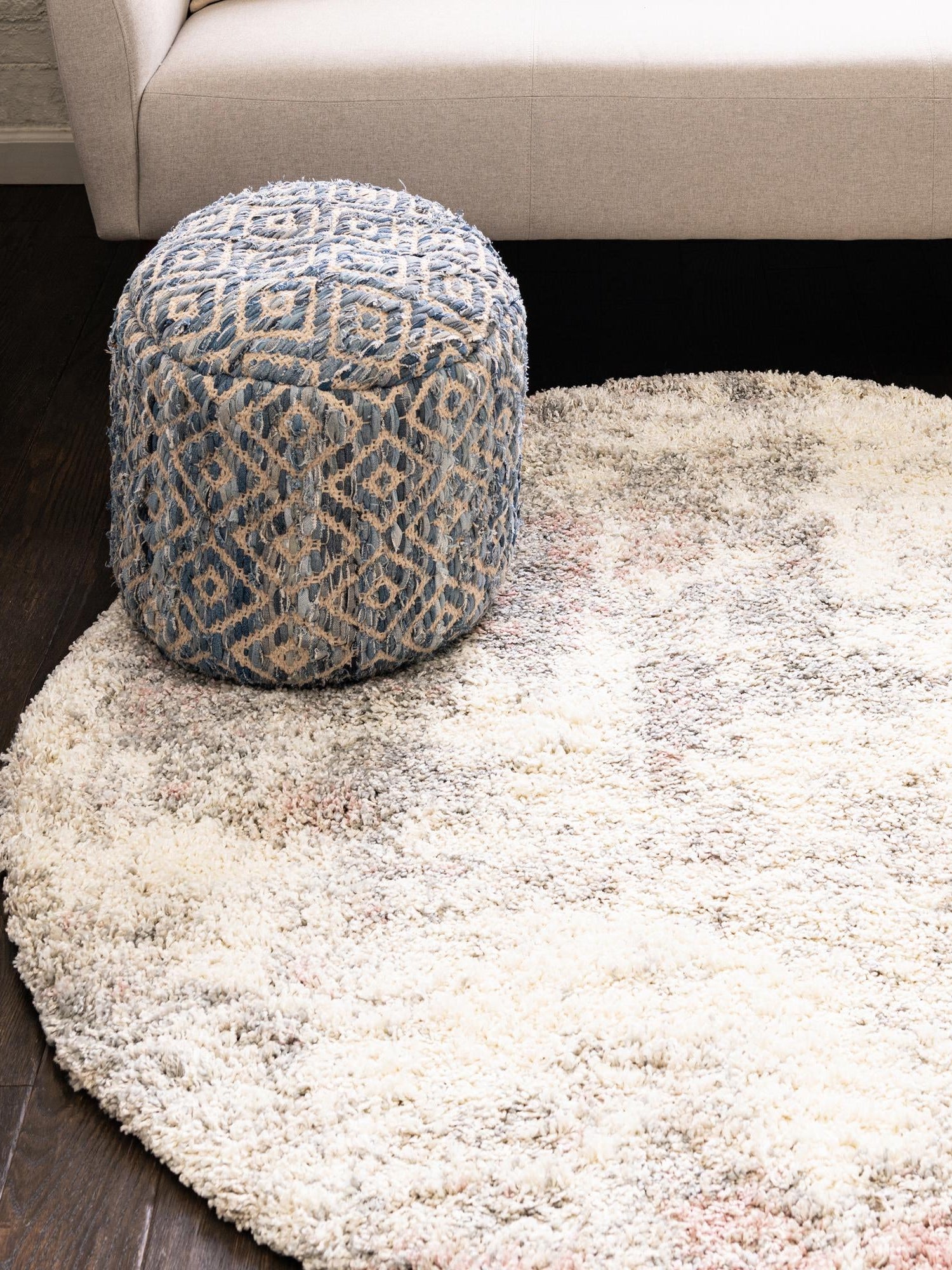 Pink 7' 10 x 7' 10 Soft Touch Shag Round Area Rug Thick Soft Touch Fluffy & Plush Shaggy Pile 100% Polypropylene Unique Carpet for Modern Home Interiors for Sale at Rug Engine